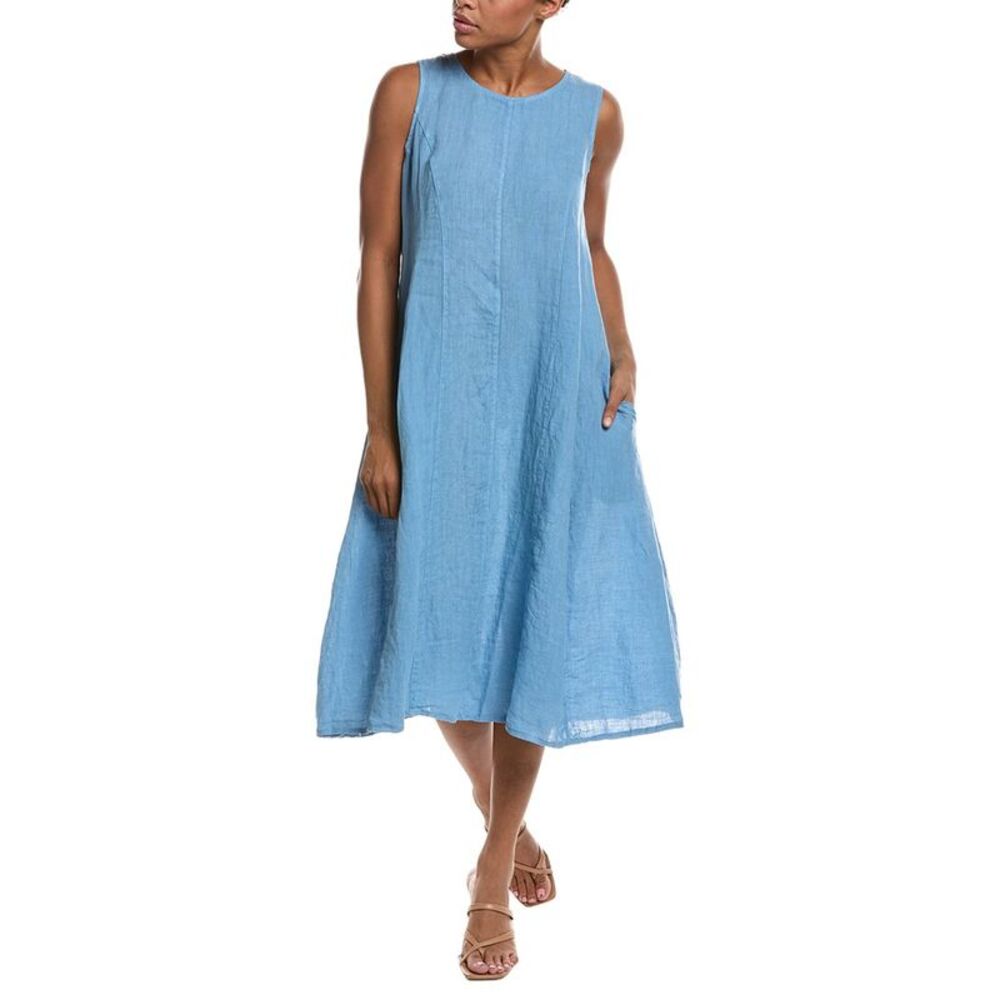 Persaman New York Womens  Linen Midi Dress, Navy